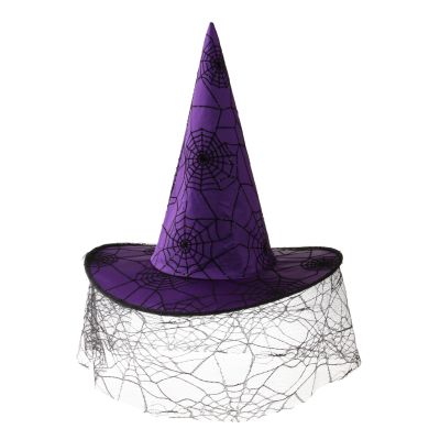 Peaked Cap Veil Spiderweb Witch Hat Costume Accessory