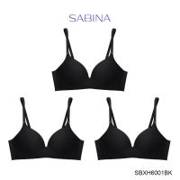 Sabina ซาบีน่า เสื้อชั้นใน INVISIBLE WIRE (Set 3 ชิ้น) (ไม่มีโครง) SEAMLESS FIT รุ่น Soft Doomm รหัส SBXH6001BK สีดำ 912