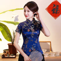 Vintage Slim Asian Women เสื้อ Novelty เสื้อผ้า Cheong-Sam Collor เสื้อดอกไม้ Elegant Oriental Stage Show Clothing