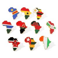 hot【DT】 Map Brooch Africa Gambia Côte d’Ivoire Zimbabwe Flag Badge High-quality Enamel Pin Collection Jewelry