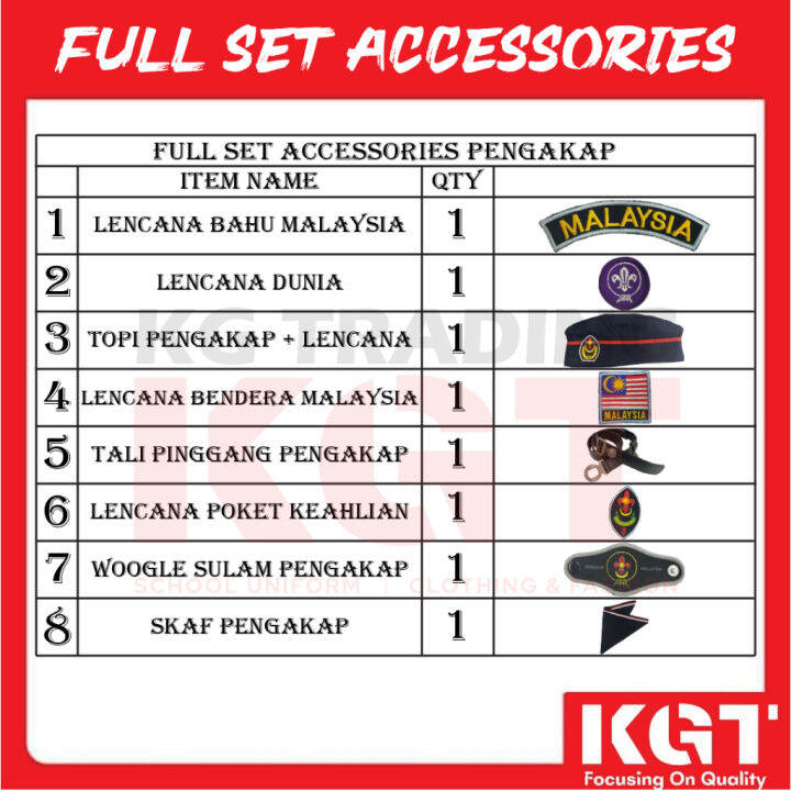 Full Set Pengakap Accessories Scout Uniform Aksesori Pengakap Lengkap