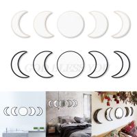 5pcs Moon Phase Decorative Mirror Wall Stickers Wall Decal Home Decoration Living Room Balcony Posters Drop Shipping