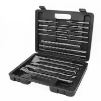 17pcs Sds Electric Hammer Drill Bit Set Chisel Plastic Box Shank Impact Rotary Concrete Masonry Drilling Grooving Drills  Drivers