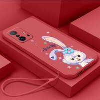 เคส Xiaomi ซิลิโคนเหลวเคสนิ่มใส่โทรศัพท์11T ฝาครอบเคสกันกระแทกมือถือเรียบเคสโทรศัพท์โทรศัพท์รูปกระต่ายน่ารักพร้อมสายคล้อง