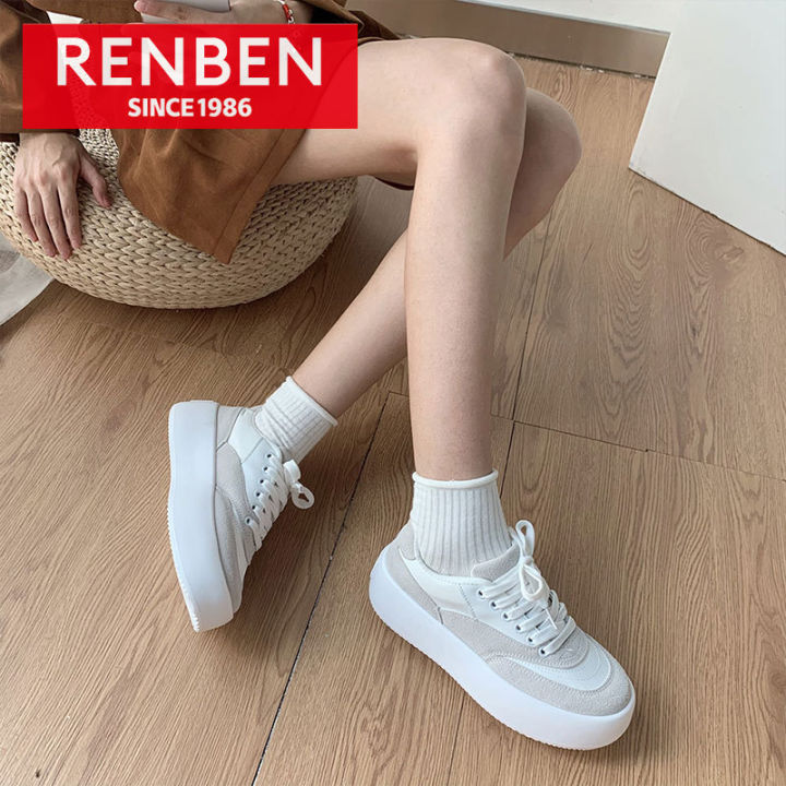 renben-ulzzang-รองเท้ากีฬานักเรียนรองเท้าเกลืออเนกประสงค์ของผู้หญิงรองเท้าสีขาวแฟชั่นลำลอง