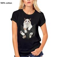 Funny Ragdoll Cat In Pocket Women T Shirt Gift for Short Sleeve Fashion Women T-Shirt 2ZKM