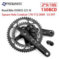 PROWHEEL 130BCD จักรยานเสือหมอบหลุมสี่เหลี่ยม Crankset 170/172.5มม. 53/39T เฟืองโซ่คู่จักรยานบนถนน MTB ชุดข้อเหวี่ยง