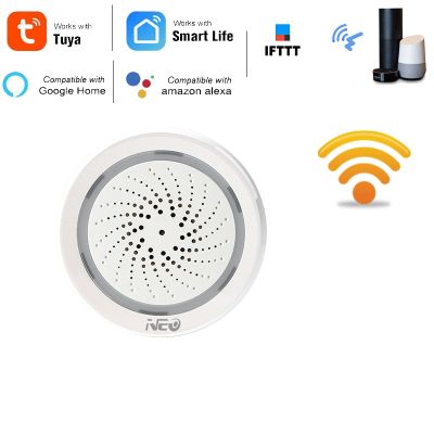 Temperature Humidity Alarm Sensor Wifi Siren Tuya Smart Life App Work with for ECHO Alexa Google Home IFTTT