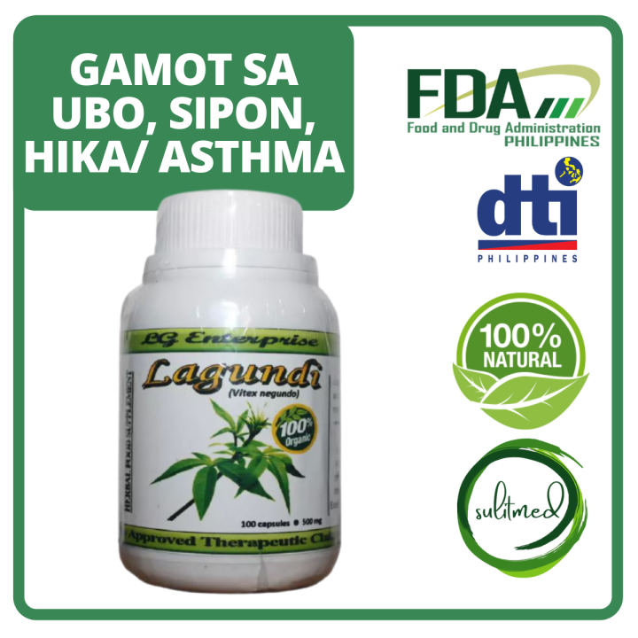 Lagundi Gamot Sa Ubo/Sipon, Para Sa Asthma/Hika, Ulcer (100 Capsules ...