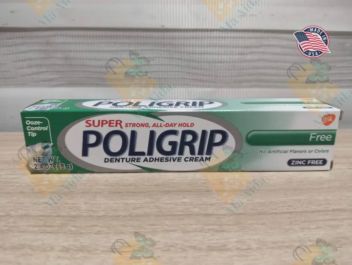 Super Poligrip Denture Adhesive cream FREE super Strong all day zinc