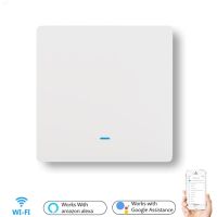 สวิตช์ไฟติดผนังปุ่มกด Wi-Fi แบบสวิตช์อัจฉริยะใช้ได้กับ EU AC 90V 250V ไม่มีการควบคุมไร้สาย Tuya เป็นกลาง Alexa Google Home