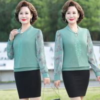 Mother put the spring and autumn period and the 2022 new western style T-shirt small unlined upper garment of middle-aged and old spring girl embroidered coat old render unlined upper garment