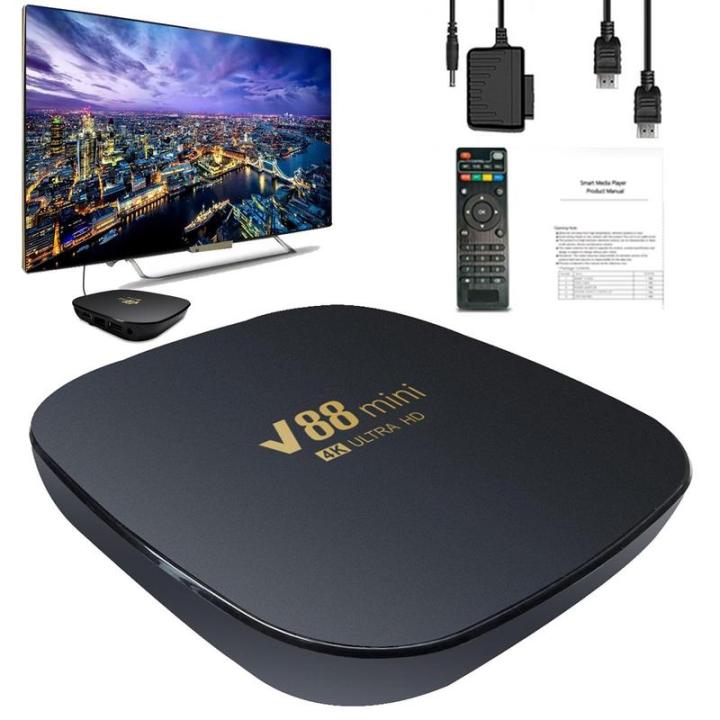 กล่องรับสัญญาณtv-กล่องทีวีดิจิตอล-กล่องแอนดรอยด์ทีวี-v88-4k-android-box-tv-box-8gb-128gb-hd-3d-2-4g-wifi-google-play-youtube-media-player