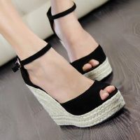 Wedge sandals in the summer of big yards Bohemia fish mouth high-heeled sandals; fish mouth sandals twin