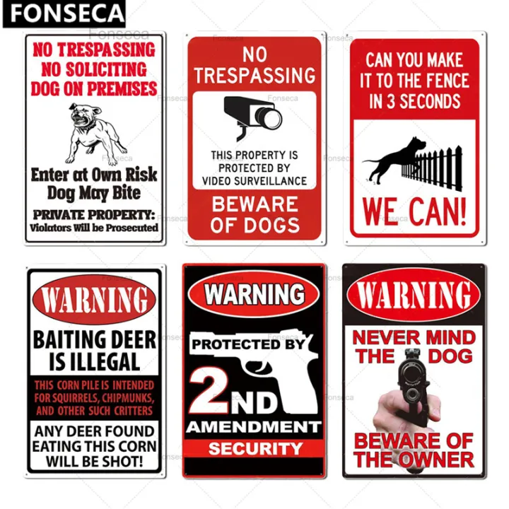 Beware of Dog Sign Warning Metal Sign Guard Dog Sign Wall Decor Yard