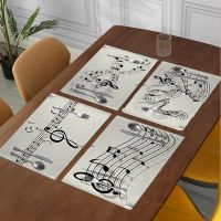 【hot】●  Musical Note Placemats Placemat Dining Table Mats Coaster Cotton Bowl Cup 42x32cm