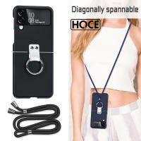 HOCE Pure เคสสายคล้องคอสายโซ่สำหรับ Samsung Z Flip4 Zflip3 Crossbody เคสโทรศัพท์ฝาหลัง