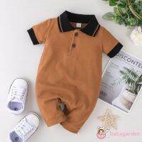 COD DSFERGWETERW BABYGARDEN-Baby Boy Polo Neck Romper Short Sleeve Lapel Design Neckline Button Contrast Color Boxer Summer Jumpsuit