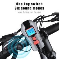 Bicycle Light USB Charging Bike Front Light Waterproof Flashlight Handlebar Cycling Head Light w Horn Speed Meter LCD Screen th