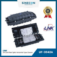 Link(ลิ้งค์) กล่องพักเชื่อมต่อกระจายสายไฟเบอร์ UF-3042A 24 Core F.O. Splice Closure, Horizontal Type / 2 Tray (12F)