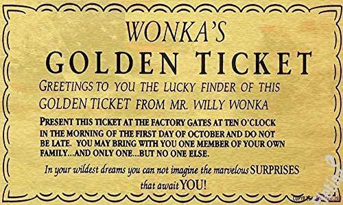 tin Sign Golden Ticket Charlie Chocolate Factory That Await You Metal ...