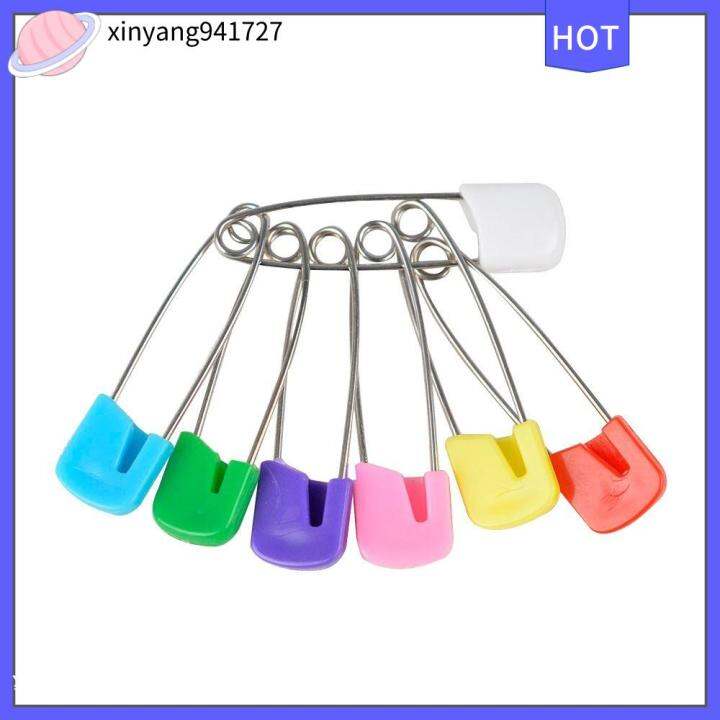 Cheap Candy Color Child Safety Pins Safety Locking Holder Sewing Pins  Infant Cloth Pins Home