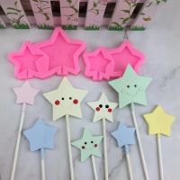 【lz】™  Molde de pirulito de chocolate resistente ao calor forma de 2 estrelas fácil de limpar silicone fácil molde decoração do bolo cozinha 1pc