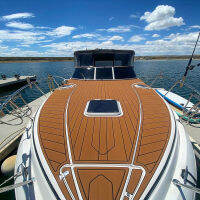 1200*2400มม. แผ่นพื้นเรือ EVA โฟม Marine Faux Teak Decking พรม Mats ลื่น Pontoon สีน้ำตาล Self กาว Yacht Pats