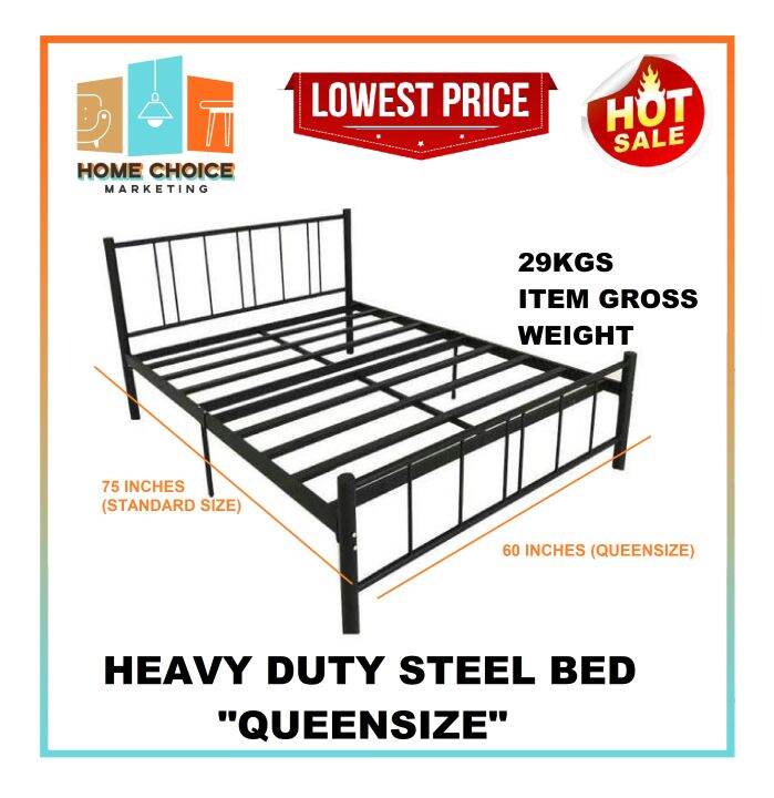 QUEENSIZE BEDFRAME STEEL BED HEAVY DUTY (DB770 BLACK) Lazada PH