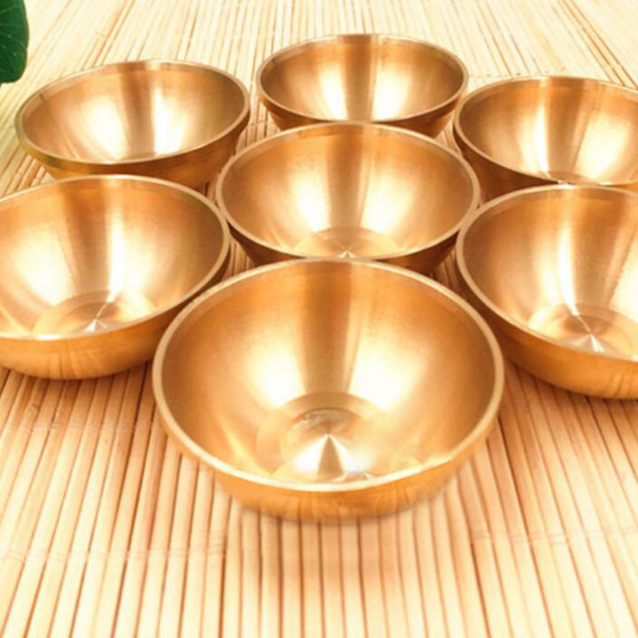 rayua-ทองแดงทิเบตชามพุทธสาวกเพื่อจัดหาน้ำสมาธิมินิชามทองเหลือง
