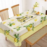 Morris8 Summer Linen Lemon Tablecloth Nordic Classic Plaid Truck Washable Picnic Table Cover for Party Outdoor Dinner Restaurant Kitchen