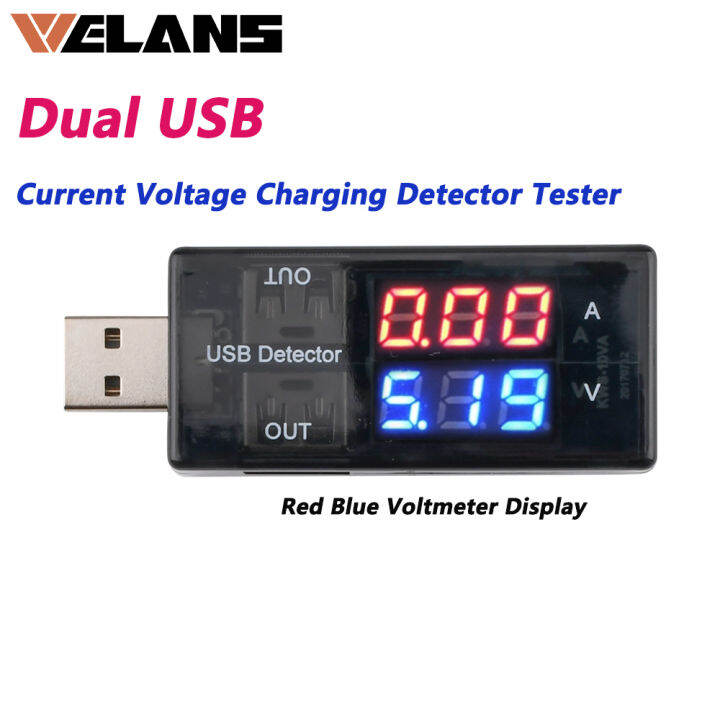 Welans Dual Usb Port Current Voltage Charging Detector Tester Battery Voltmeter Ammeter Charger