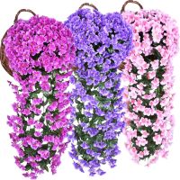 Violet Artificial Flower Wall Hanging Basket Flower Orchid Silk Flower Vine Party Decoration Simulation Violet Wedding Decor Cleaning Tools