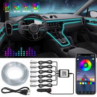 [ANYA Auto Parts] ไฟ EL ลวดแบบยืดหยุ่นพร้อม App Control Ambient Atmosphere Strip Light โคมไฟตกแต่ง12V ภายในรถ Neon RGB Led Strip