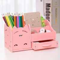 Multi-function 4 Grid Desktop Pen Holder Office School Stationery Storage Case Wood Box Desk Pen Pencil Organizer Phone Holder