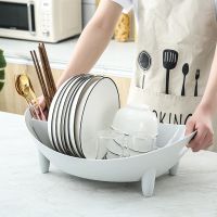 【CC】 Dish Drainer Rack Drying Oval Shaped With Utensil Holder Plate Bowl Cutlery Storage