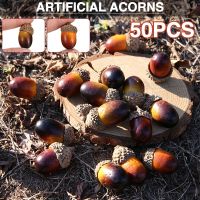 50pcs Artificial Acorn Fake Nutty Autumn Table Decor Simulation Mini Acorns Oak Halloween Decoration Ornament Craft