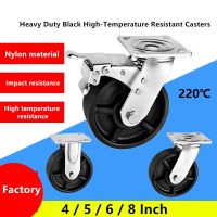 1 Pc 4 /5 /6 Heavy Duty High-temperature Resistant Casters Oven Universal Wheels with Brake Black Nylon