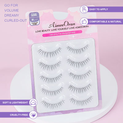 5 Pairs Simulation Daily False Eyelashes Well Bedded Lengthening Wisps Lashes for Daily Working or Stage Makeup