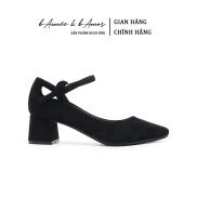 Giày Cao Gót Nữ bAimée & bAmor Da Lộn Quai Cài Đế Vuông Cao 5cm Công Sở
