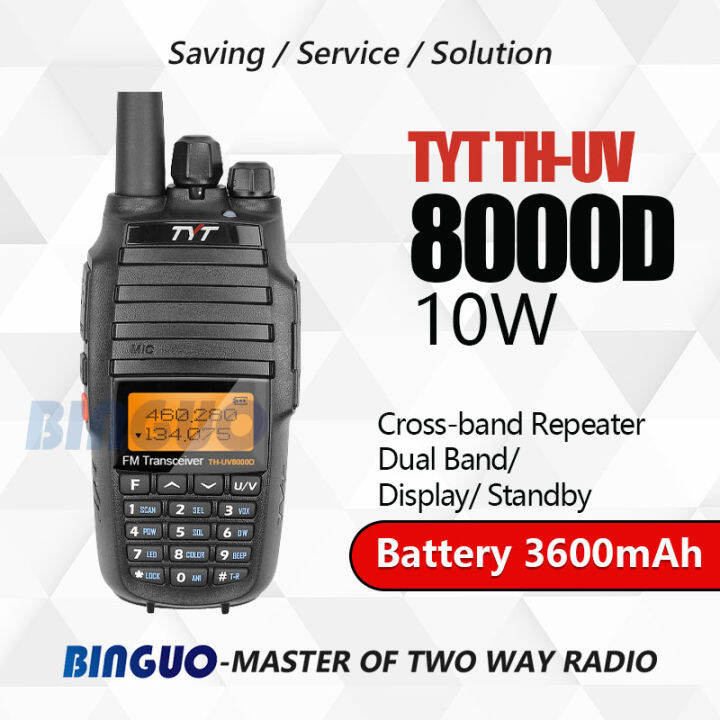 Tyt Th Uv8000d Walkie Talkie 10w Dual Band Two Way Radio 10km Long