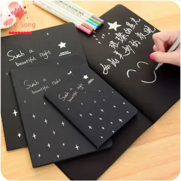 A5 / A6 Black Blank Notebook Notepad , DIY Blank Black Paper Sketchbook