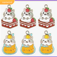 NAMEINB 2รูปแบบ เครื่องรางเคลือบน่ารัก 2030มม. โลหะผสมอัลลอยด์ Kawaii Cat MINI dangle Charms เครื่องรางรูปสัตว์ 1930มม. เครื่องประดับอัลลอยรูปการ์ตูนสัตว์ สำหรับงานฝีมือเครื่องประดับ