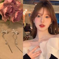 French Bow Tassel Earrings for Female Minors Design Sense High Quality Ear Studs in an Inserted Style Exquisite Earclip Earrings WDV6 WDV6