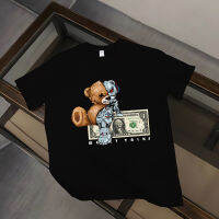 2023 NEW100 ผ้าฝ้ายผู้ชายเสื้อยืดเกาหลี Cool Bear Dollar กราฟิกแขนสั้น Kanye Y2k Harajuku Streetwear ขนาดใหญ่ Gym ผู้ชายเสื้อผ้า