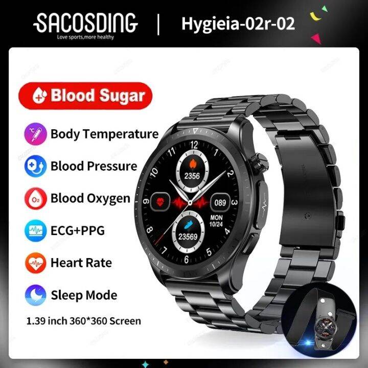 New Noninvasive Blood Sugar Smart Watch Men Hz Ecg Ppg Hrv Body Temperature Healthy