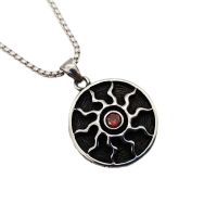 New Red CZ stone Sun amulet pendant necklace men silver color 316L stainless steel sun amulet necklace fashion hip hop jewelry