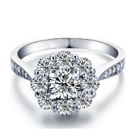 diamonding แหวนแต่งงานชุบเงินประดับเพทายสีขาวทอง