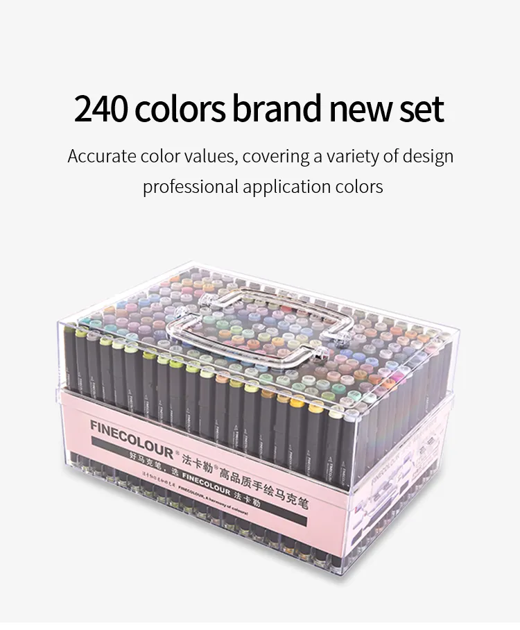 240 Colors FINECOLOUR EF103 Marker Full Set Brush Head Art Alcohol Based  Marker Pen Professional Drawing For Artist