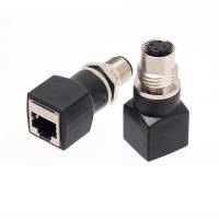 1pc M12 4 pin D Encoding to RJ45 Female Connector M12 8 Pin A-coding Male Connector Gigabit Ethernet Plug Adapter